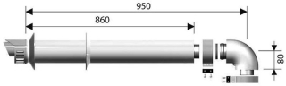 Ariston 60/100 mm-es Koncentrikus parapett szett, 1 m, alu/pps 3318073