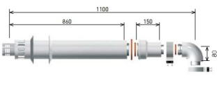 Ariston 80/125 mm-es Koncentrikus parapett szett, 1 m, alu/pps 3318090